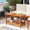 Outdoor 2-Tier Side Table in Acacia Wood with Slatted Top and Storage